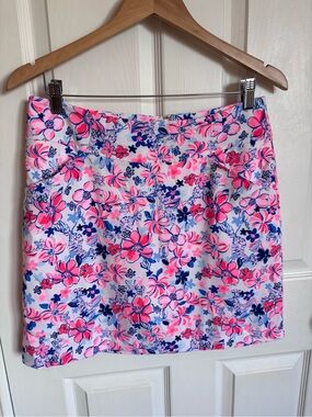 Lilly Pulitzer Jonas Stretch Skort Pink Blue Floral Tropical Resort Skirt 10
